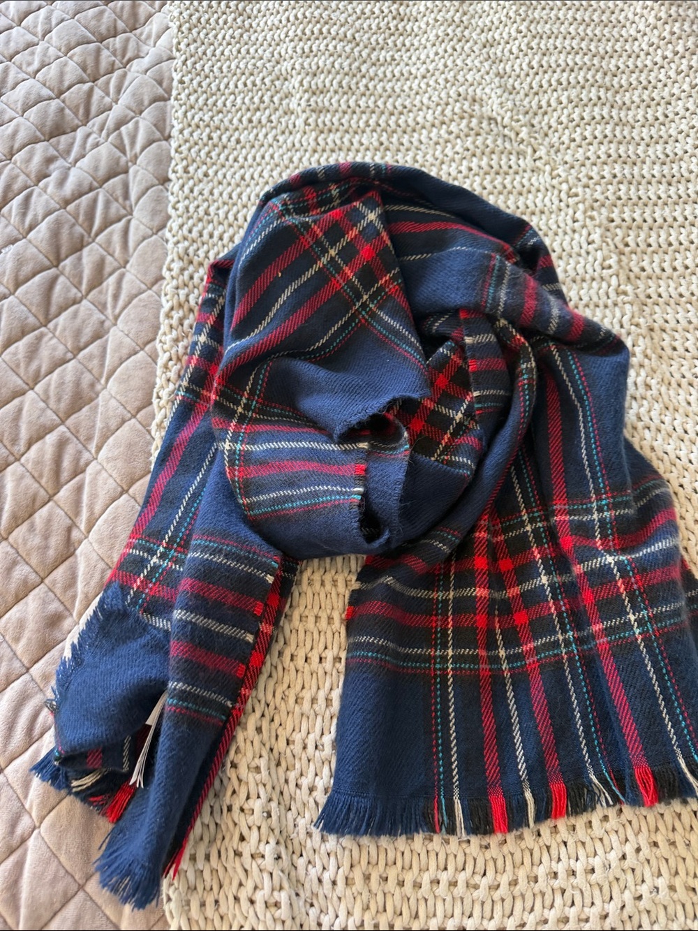 GAP Plaid Scarf in Navy and Red